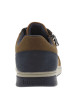 Thumbnail Sneakers en croûte de cuir cognac plates à lacets plats avec contrefort marine - Image 6