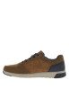 Thumbnail Sneakers en croûte de cuir cognac plates à lacets plats avec contrefort marine - Image 2