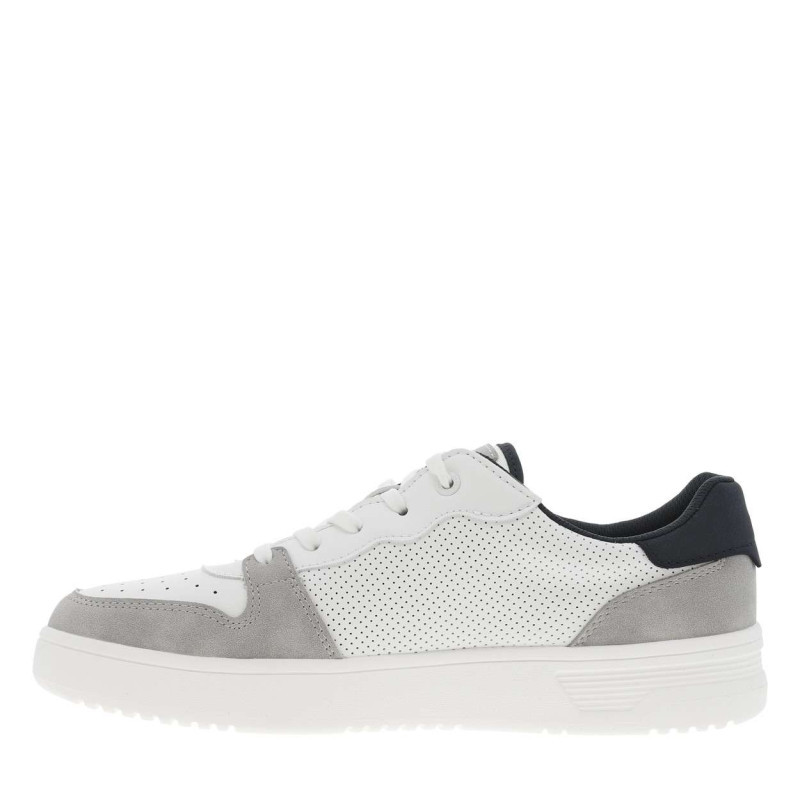 Bugatti - Sneakers Blanches Plates Avec Empiècement En Suédine Et à Lacets - Blanc