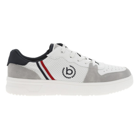 Sneakers blanches plates avec empiècement en...