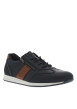 Thumbnail Sneakers en cuir marine à talon plat et à lacets ronds avec zip latéral - Image 3