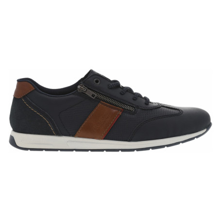 Sneakers en cuir marine à talon plat et à...