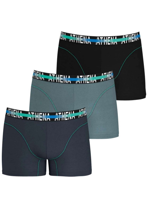 Lot de 3 Boxers classiques en coton multicolores unis avec marque à la taille