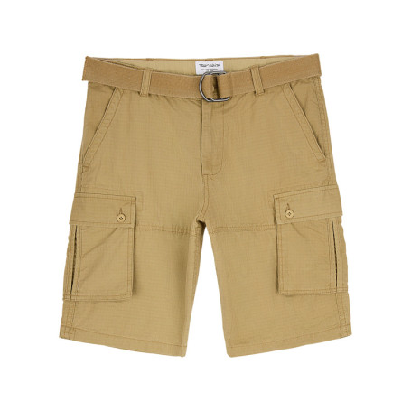 Short cargo en coton beige uni à coupe regular...