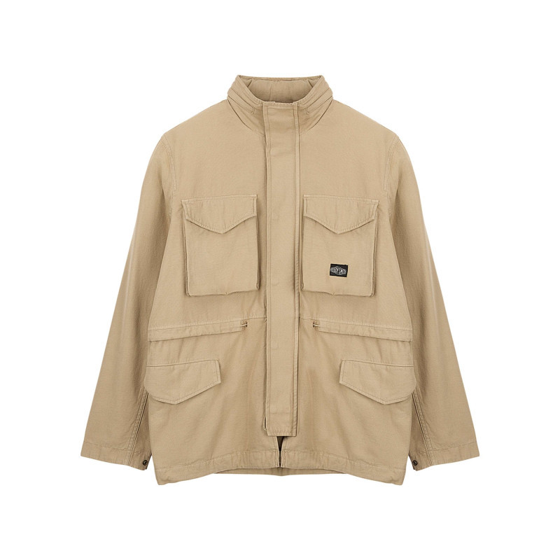 Teddy Smith - Blouson En Coton Beige Uni à Coupe Ample Avec Un Col Montant - Beige Teddy Smith - Blouson En Coton Beige Uni à Coupe Ample Avec Un Col Montant - Beige