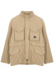 Thumbnail Blouson en coton beige uni à coupe ample avec un col montant