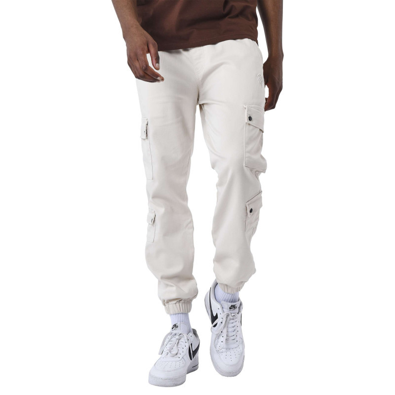 Project X - Pantalon Cargo écru Uni à Coupe Slim Avec 4 Poches à Rabat Et Logo Brodé - écru Project X - Pantalon Cargo écru Uni à Coupe Slim Avec 4 Poches à Rabat Et Logo Brodé - écru