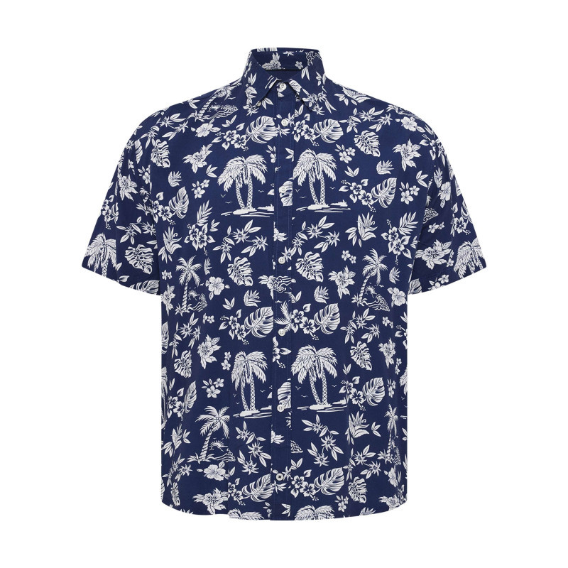 North 56°4 - Chemise Bleue Marine à Motif Tropical Avec Une Coupe Regular Fit - Marine North 56°4 - Chemise Bleue Marine à Motif Tropical Avec Une Coupe Regular Fit - Marine