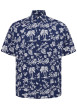 Thumbnail Chemise bleue marine à motif tropical avec une coupe regular fit