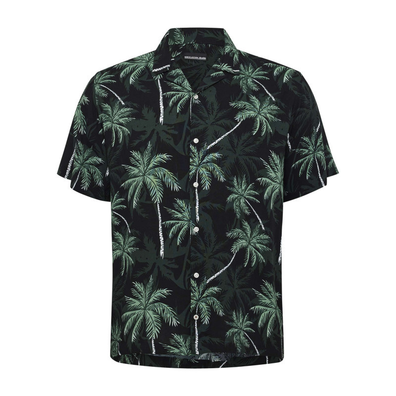 North 56°4 - Chemise à Manches Courtes Verte Avec Un Imprimé Tropical Et Un Col Cubain - Verte North 56°4 - Chemise à Manches Courtes Verte Avec Un Imprimé Tropical Et Un Col Cubain - Verte