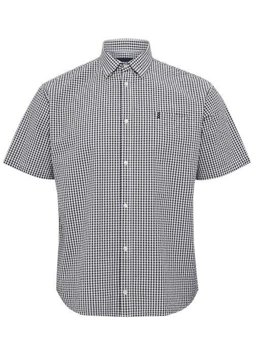 Chemise en coton bleue avec un imprimé vichy et une coupe regular fit