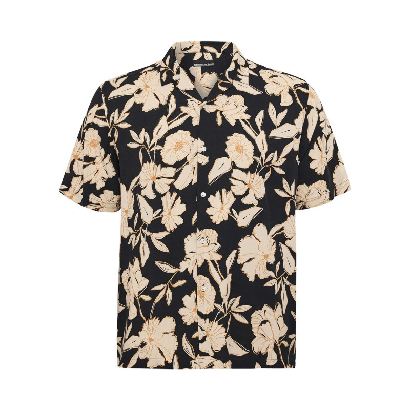North 56°4 - Chemise Noire Fleurie à Coupe Regular Fit Avec Des Manches Courtes - Noire North 56°4 - Chemise Noire Fleurie à Coupe Regular Fit Avec Des Manches Courtes - Noire