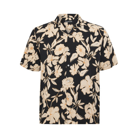 Chemise noire fleurie à coupe regular fit avec...