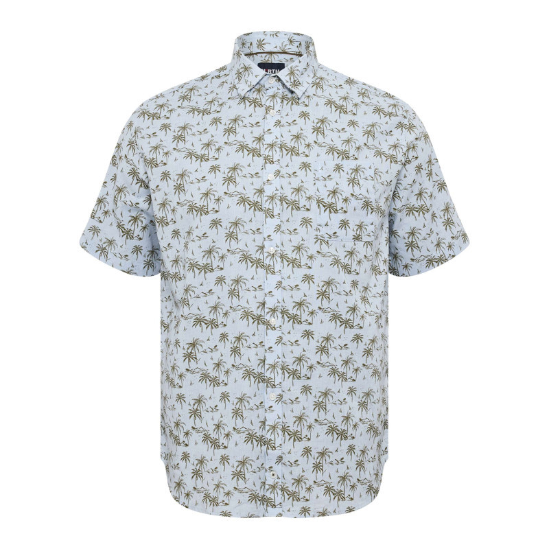 North 56°4 - Chemise En Coton Et Lin Mélangé Bleue Ciel à Motifs Avec Une Coupe Regular Fit - Ciel North 56°4 - Chemise En Coton Et Lin Mélangé Bleue Ciel à Motifs Avec Une Coupe Regular Fit - Ciel