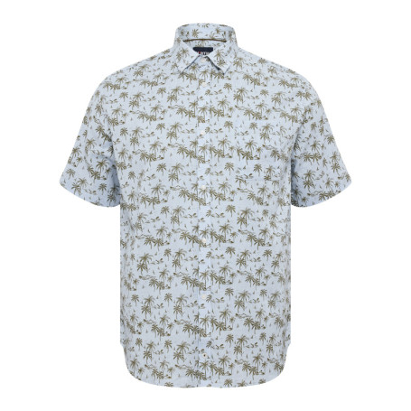 Chemise en coton et lin mélangé bleue ciel à...