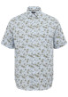 Thumbnail Chemise en coton et lin mélangé bleue ciel à motifs avec une coupe regular fit