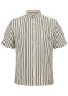 Thumbnail Chemise en coton et lin mélangé kaki rayée avec une coupe regular fit