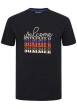Thumbnail T-shirt en coton noir avec des écritures imprimées à l'avant et un col rond