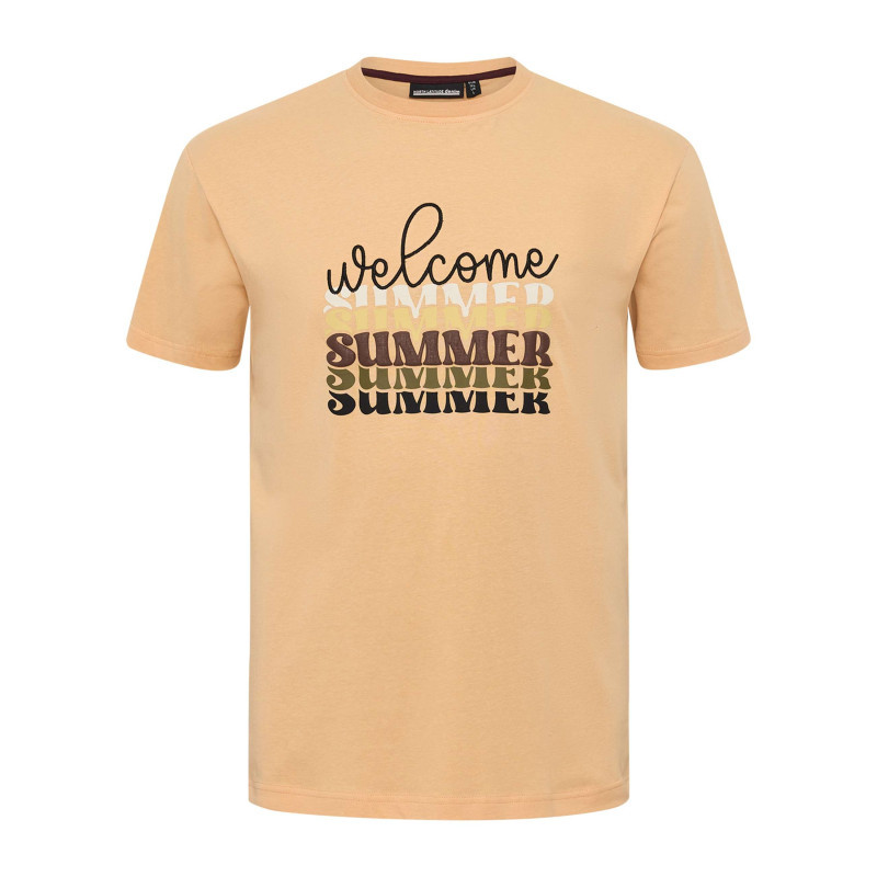 North 56°4 - T-shirt En Coton Pêche Avec Des écritures Imprimées à L'avant Et Un Col Rond - Pêche