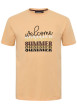 Thumbnail T-shirt en coton pêche avec des écritures imprimées à l'avant et un col rond