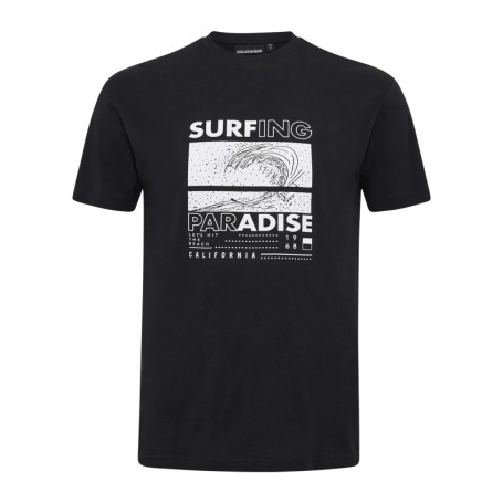T-shirt en coton noir avec un imprimé à l'avant...