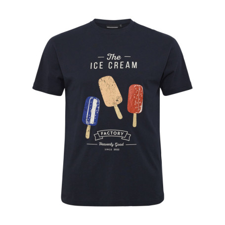 T-shirt en coton bleu marine imprimé sur le...