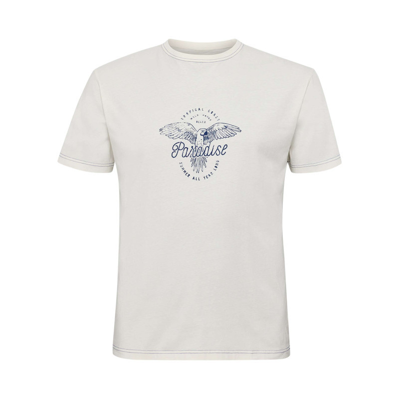North 56°4 - T-shirt En Coton Blanc Imprimé à La Poitrine à Coupe Droite Et à Col Rond - Blanc