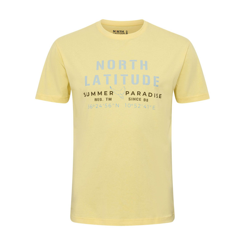 North 56°4 - T-shirt En Coton Jaune Avec Des écritures Imprimées à La Poitrine Et Un Col Rond - Jaune