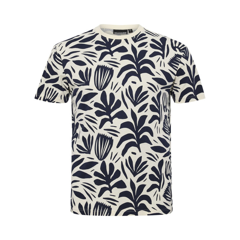 North 56°4 - T-shirt En Coton Bleu Avec Un Imprimé All-over Et Un Col Rond - Bleu