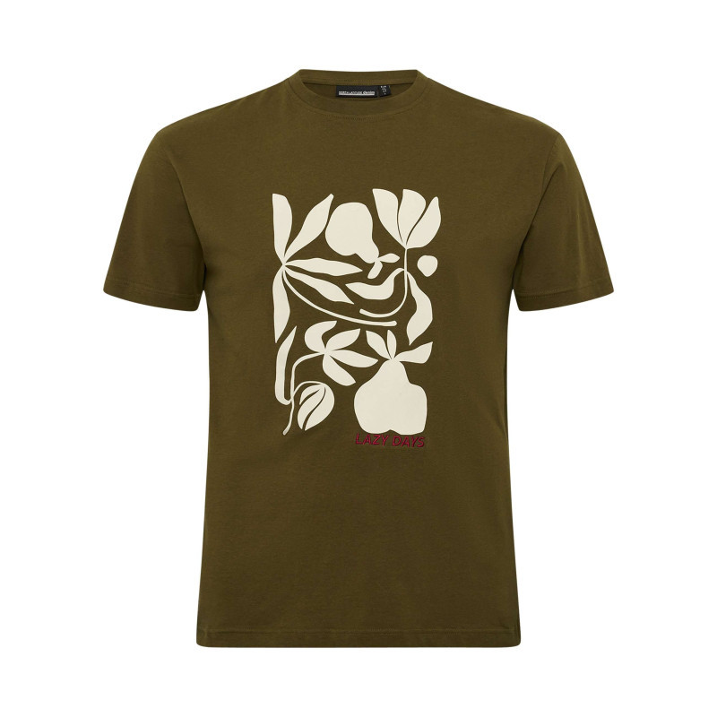 North 56°4 - T-shirt En Coton Kaki Avec Des Graphismes Imprimés à L'avant Et Un Col Rond - Kaki