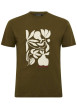 Thumbnail T-shirt en coton kaki avec des graphismes imprimés à l'avant et un col rond
