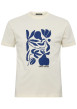 Thumbnail T-shirt en coton écru avec des graphismes imprimés à l'avant et un col rond