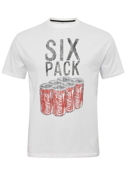 T-shirt en coton blanc avec un imprimé délavé à l'avant et une coupe droite