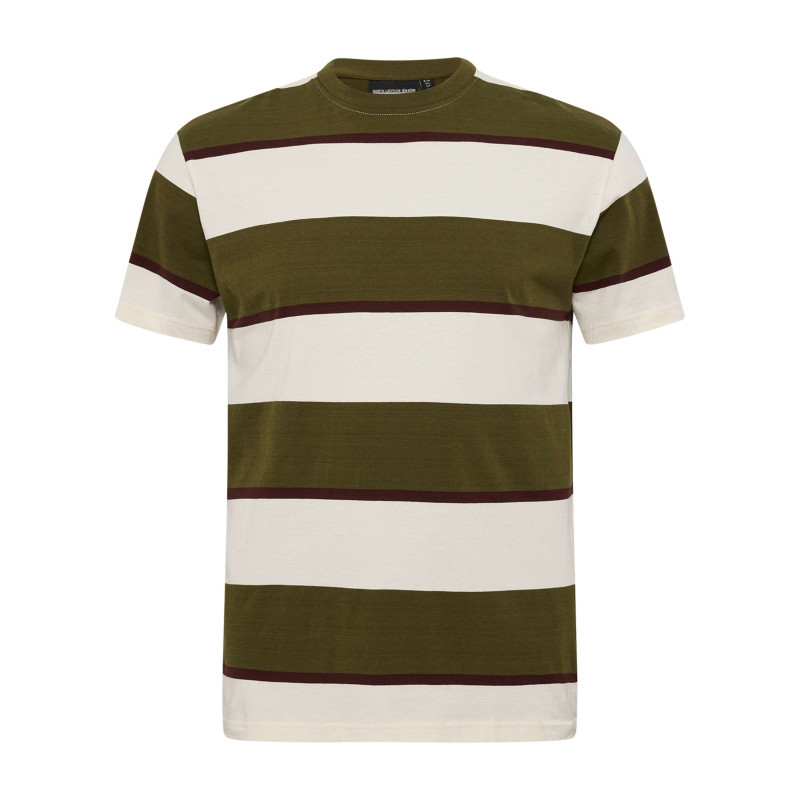North 56°4 - T-shirt En Coton Kaki Avec Des Rayures Larges Horizontales Et Un Col Rond - Kaki