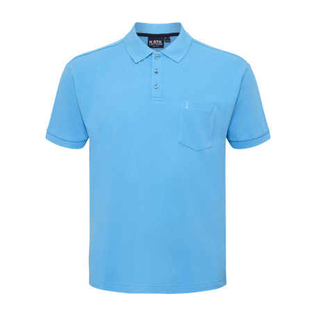 Polo en coton turquoise uni avec une poche à la...