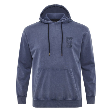 Sweat à capuche en coton mélangé bleu délavé...