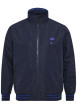 Thumbnail Blouson bleu marine uni avec un col montant et des liserés sur les manches