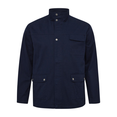 Blouson en coton bleu marine uni à col montant...