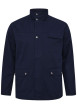 Thumbnail Blouson en coton bleu marine uni à col montant avec des poches à rabat