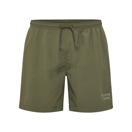 Short de bain kaki uni à coupe regular fit avec...