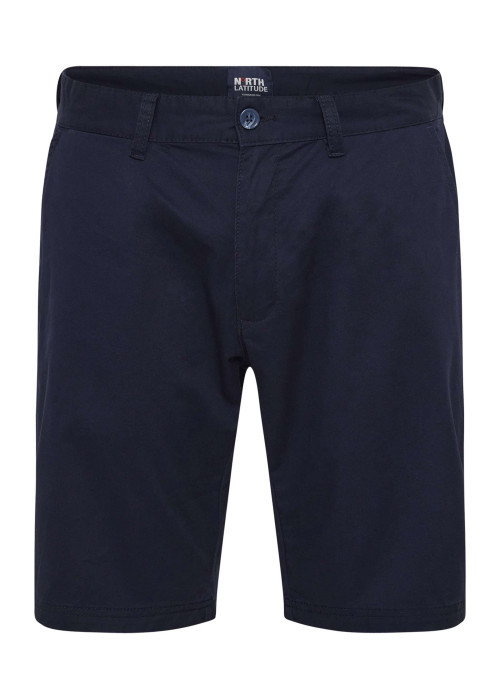 Short chino en coton bleu marine uni avec une coupe slim et des passants