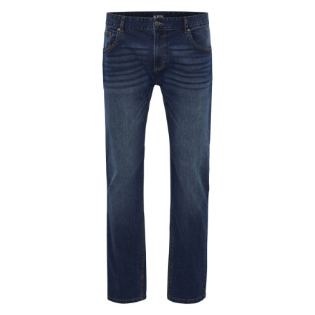 Jean en coton mélangé bleu indigo délavé aux...