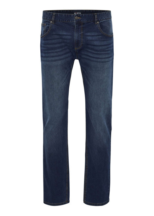 Jean en coton mélangé bleu indigo délavé aux cuisses à coupe slim