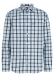 Thumbnail Chemise en coton régénératif ciel à carreaux et coupe droite avec col français