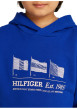 Thumbnail Sweat en coton régénératif bleu à imprimé, coupe droite et col à capuche - Image 3