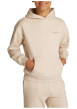 Thumbnail Sweat en coton régénératif mélangé beige uni droit à capuche et poche kangourou - Image 4