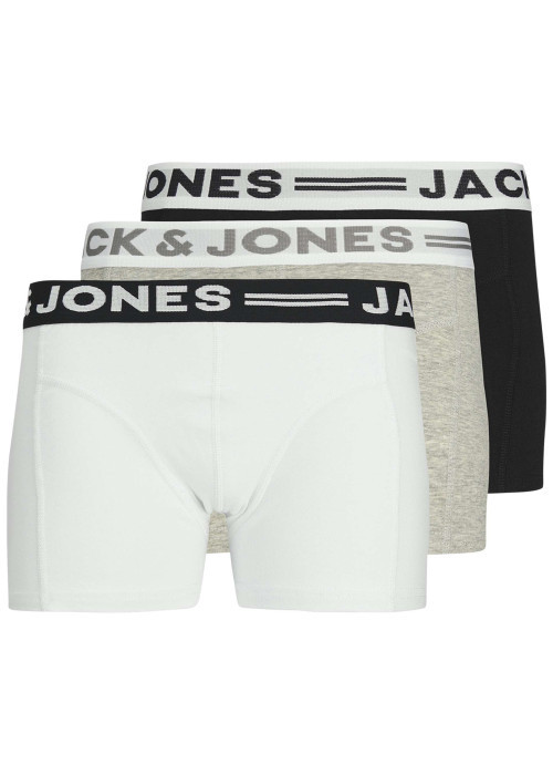 Lot de 3 boxers classiques en coton noir, gris et blanc uni avec gros logo