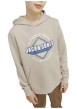 Thumbnail Sweat en coton beige à coupe ample avec imprimé bleu et blanc et col à capuche - Image 5