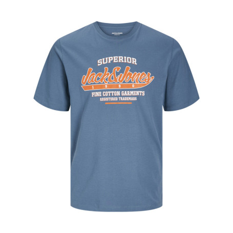 T-shirt en coton bleu avec col rond, manches...