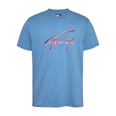 T-shirt en coton régénératif bleu à imprimé...